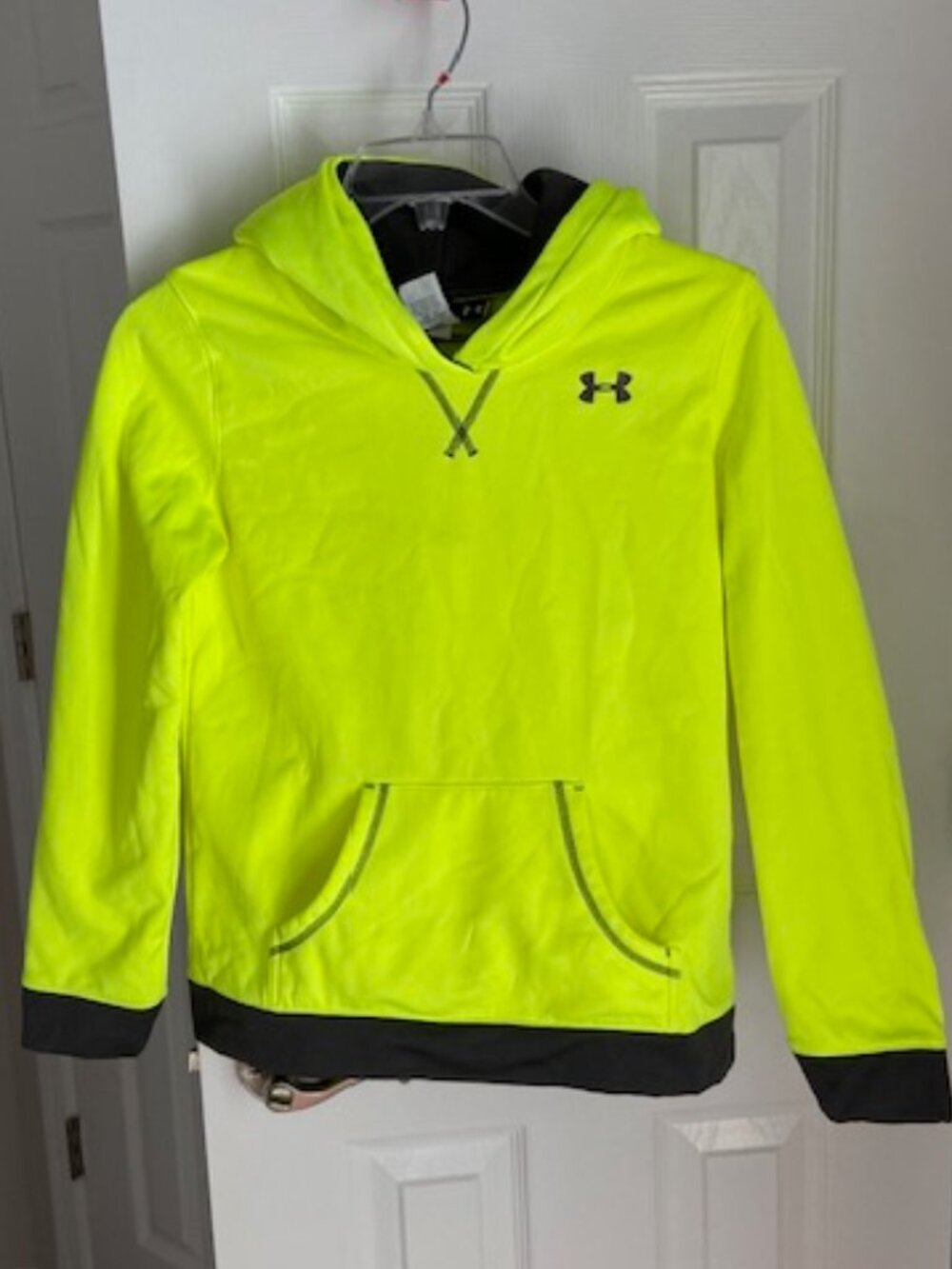 Under Armour Hoodie Sweatshirt Boys Size Large Loose High Visibility Neon Yellow
